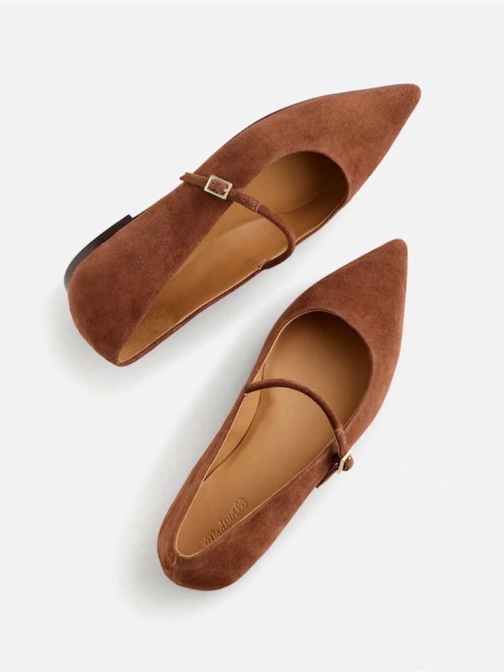Madewell The Elsie Mary Jane Flat Soft Mahogany Suede Size 6.5 Brown Tan